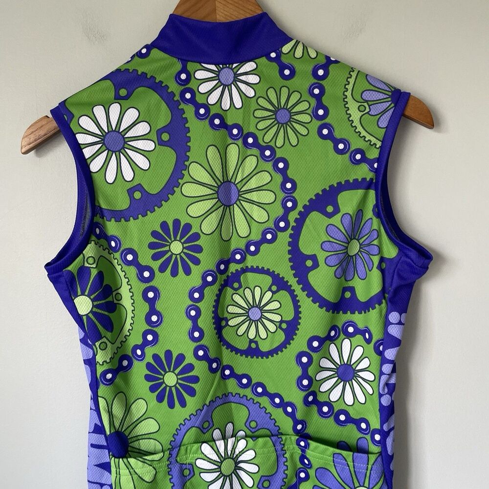 Pearl Izumi Cycling Bike Jersey Floral Print Green Made In USA Women's Size Med - Picture 4 of 9